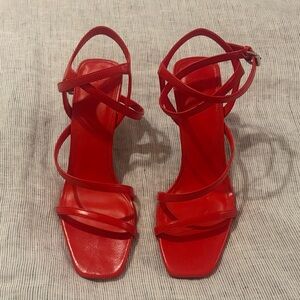 Bershka Vibrant Red Strappy Heels